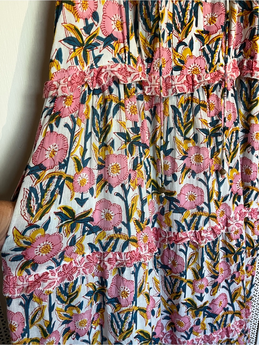 Caroline Constas Pink Floral Tiered Sleeveless Maxi Dress Sz small - Picture 8 of 11
